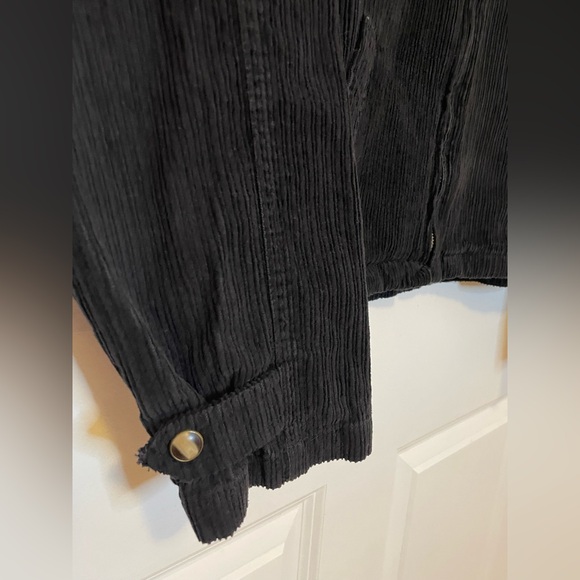 L.A. Blues Black Corduroy Jacket Zip Front Collar Coat Y2K 90s Minimalist M VTG - Picture 8 of 9